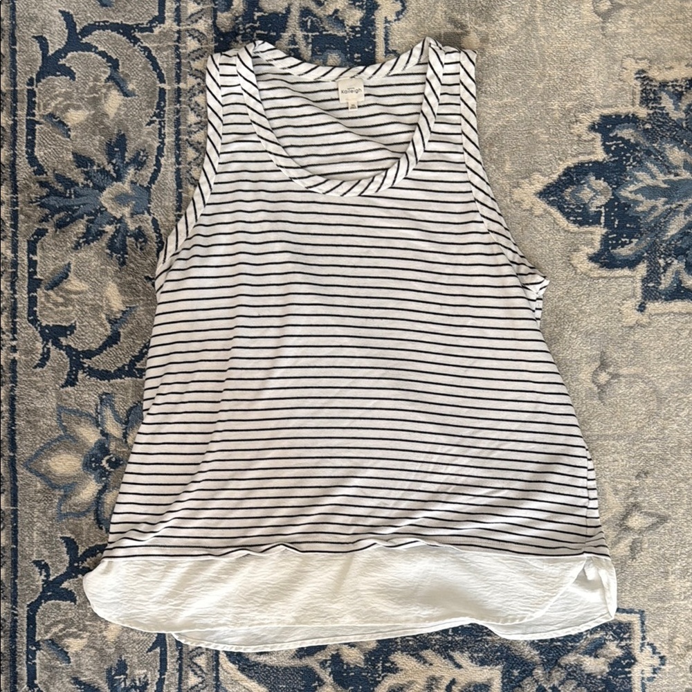Kaileigh Black and White Striped Tank Top